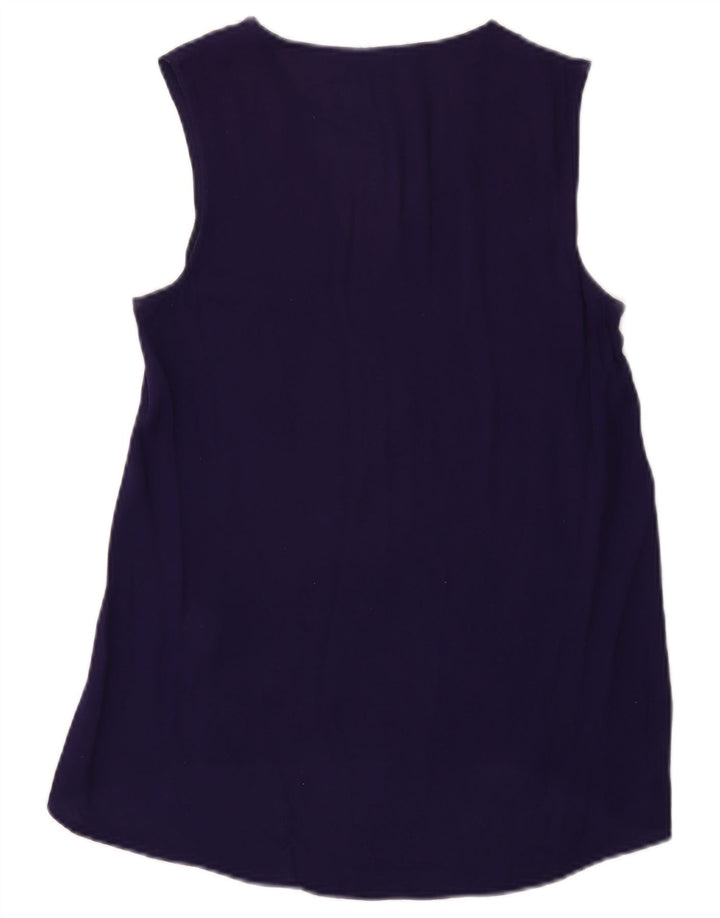 Zara Femme Chemisier Top UK 10 Petit Bleu Marine Polyester
