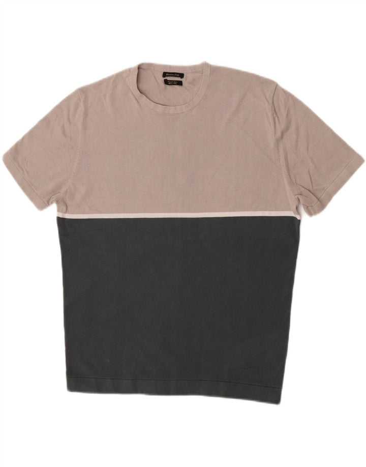 Massimo Dutti T-Shirt Homme Vert Moyen Colourblock Coton