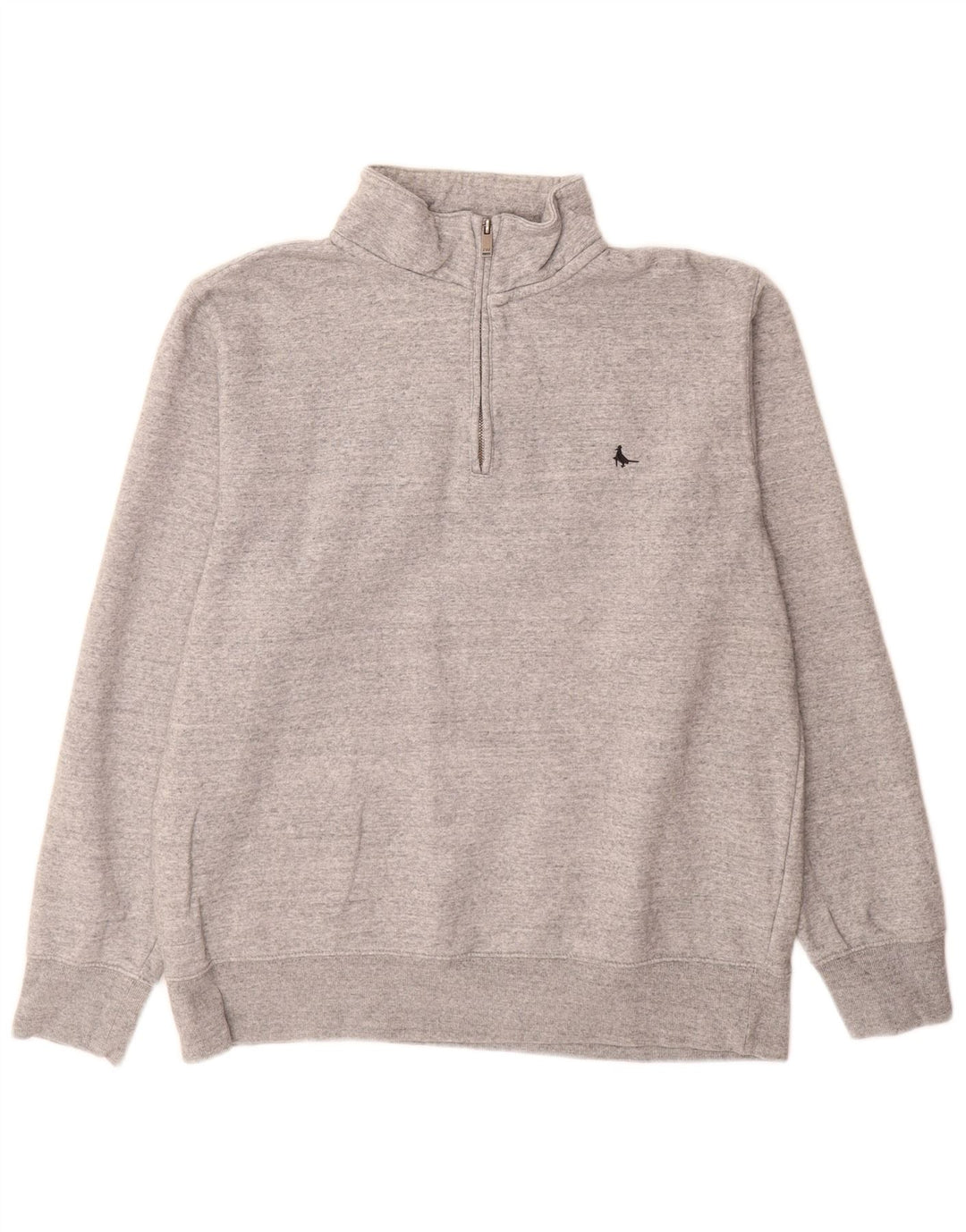 JACK WILLS Sweat-shirt col zippé pour homme en coton moucheté grand gris