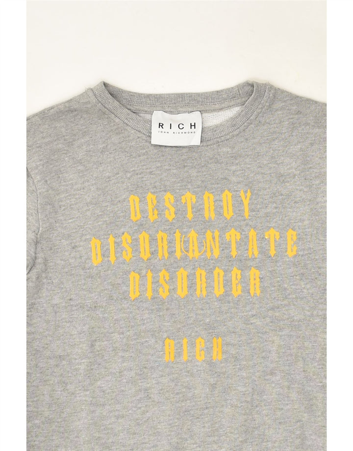 RICHMOND Boys Graphic Sweatshirt Jumper 9-10 Years Grey Cotton | Vintage Richmond | Thrift | Second-Hand Richmond | Used Clothing | Messina Hembry 