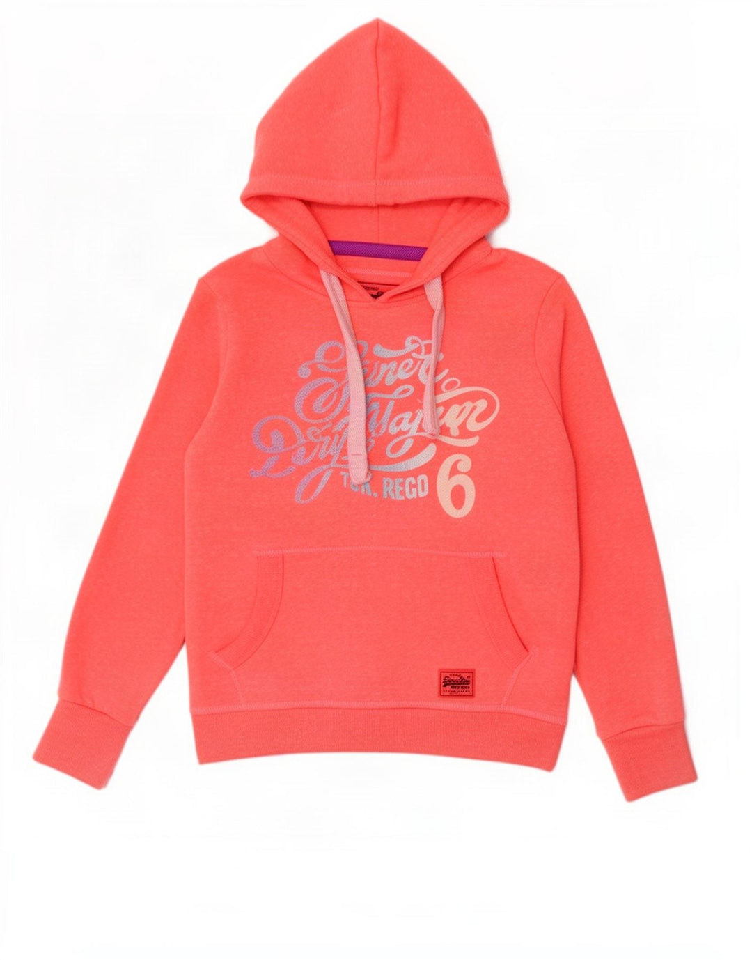 Superdry Pull à capuche graphique pour femme UK 14 Rose moyen Polyester