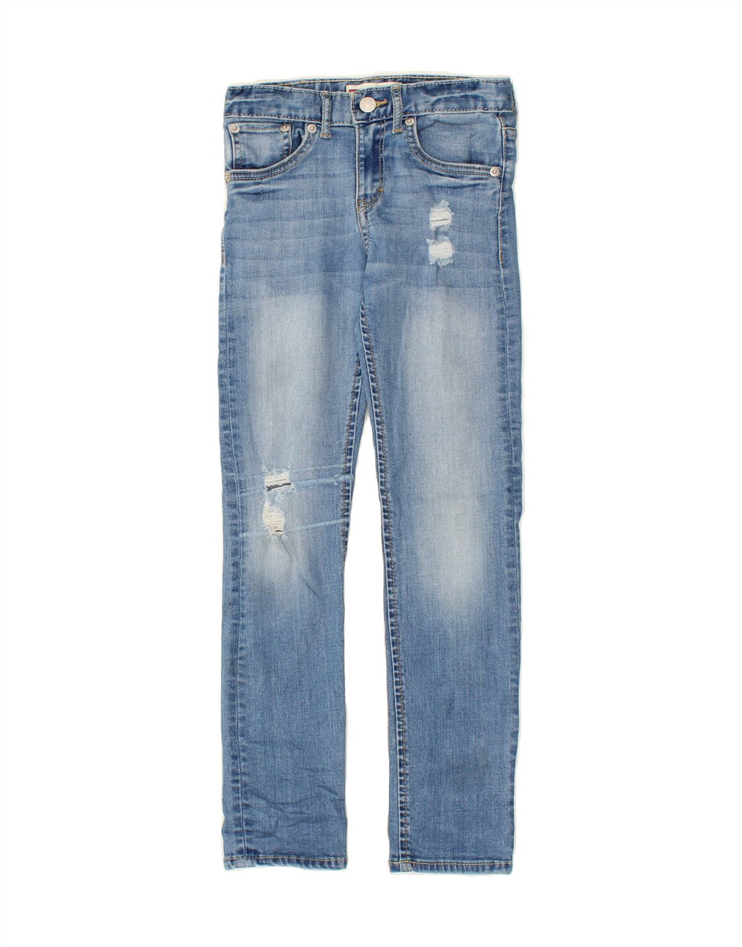 LEVI'S Boys Distressed Slim Jeans 9-10 Years W24 L24 Blue Cotton Vintage Levi's and Second-Hand Levi's from Messina Hembry 