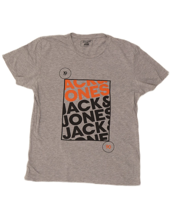 Jack & Jones Mens Regular Fit Graphic T-Shirt Top XL Gris Moucheté Coton