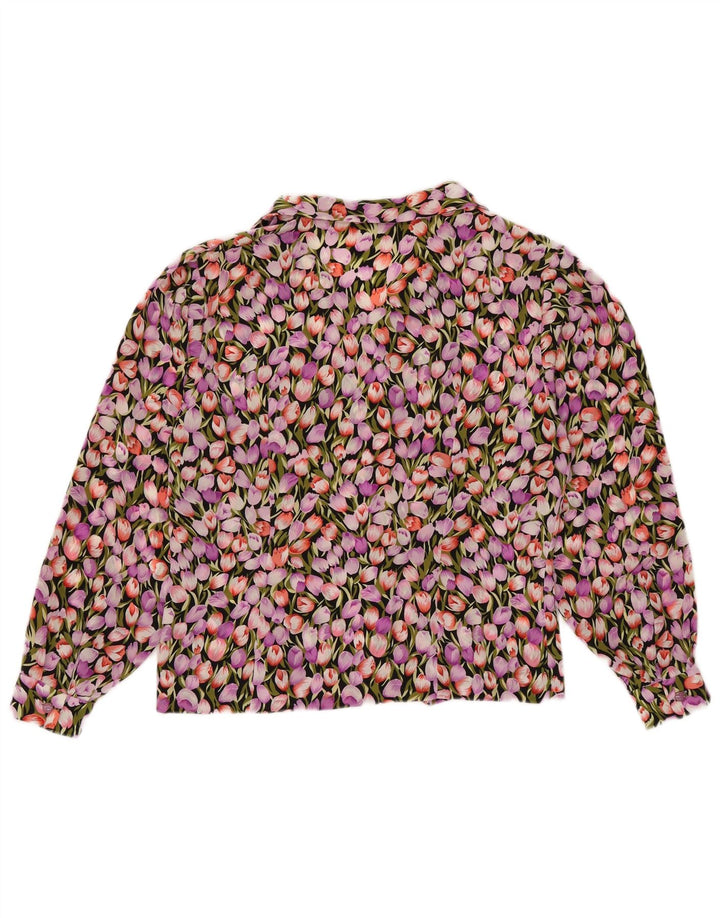 vintage Femme Chemise Blouse UK 12 Moyen Multicolore Floral