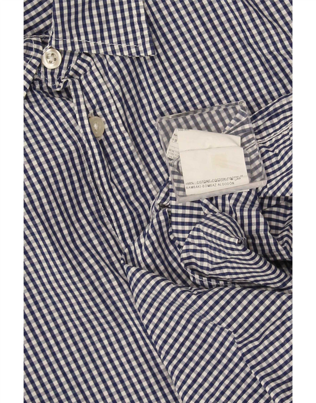 Benetton Chemise Homme Bleu Moyen Vichy Coton