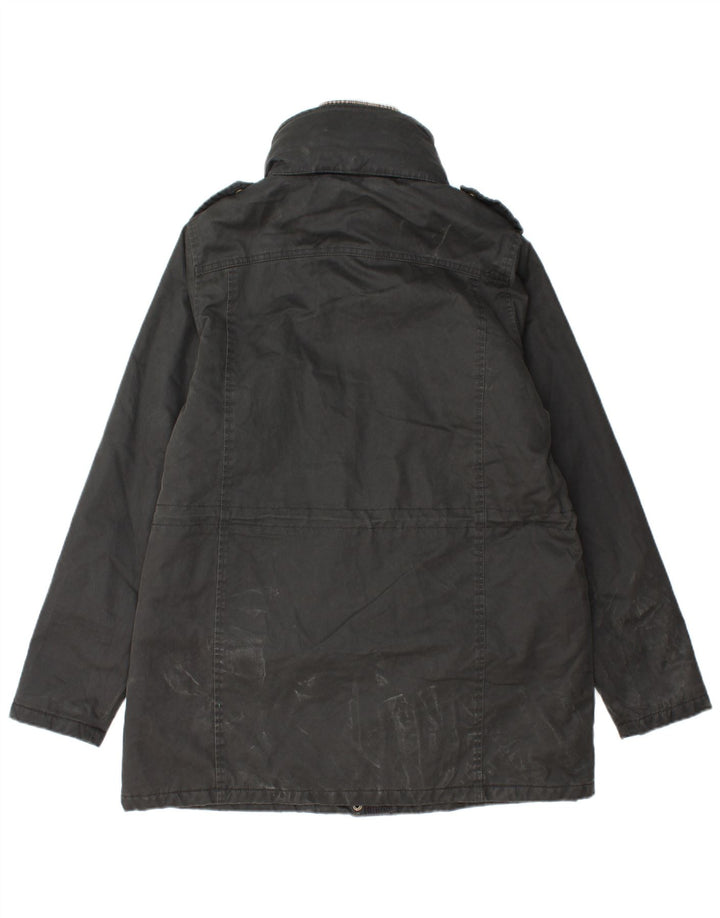 Fat Face Veste cirée à capuche militaire pour femme UK 14 Large Noir