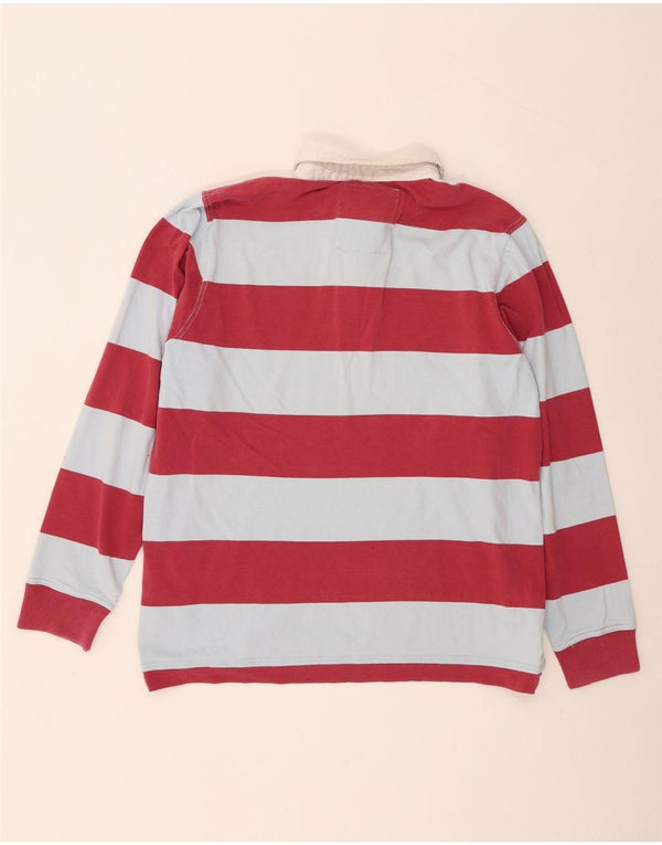 Crew Clothing Polo de rugby à manches longues pour homme XL en coton rayé rose