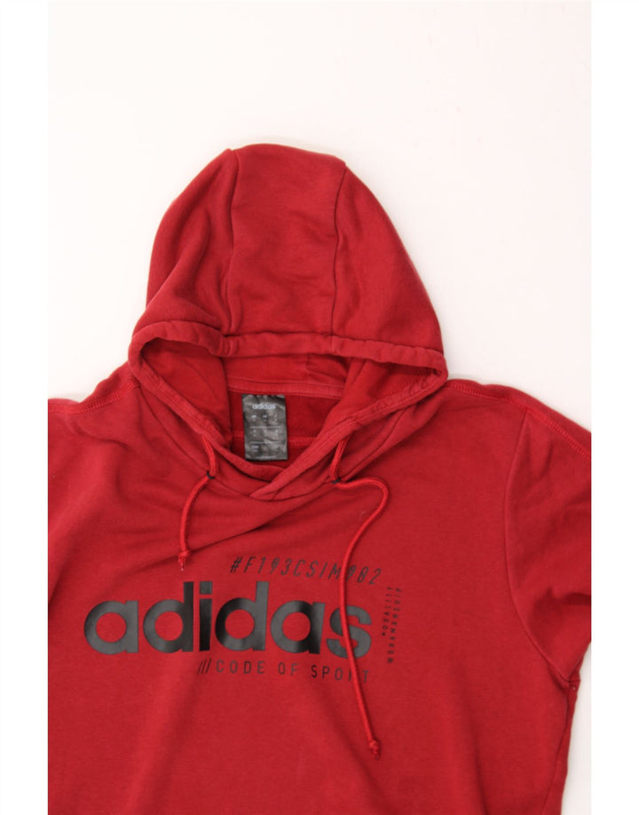 ADIDAS Mens Graphic Hoodie Jumper Medium Red Cotton Vintage Adidas and Second-Hand Adidas from Messina Hembry 