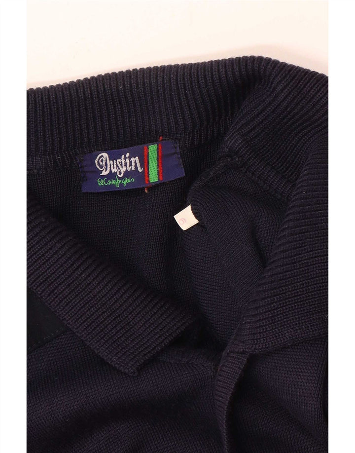 vintage Mens Cardigan Pull Grand Bleu Marine