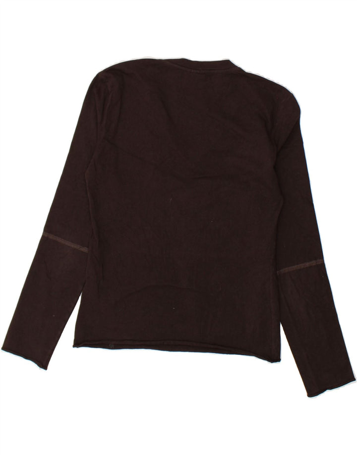 TRUSSARDI Womens Top Long Sleeve UK 10 Small Brown Cotton Vintage Trussardi and Second-Hand Trussardi from Messina Hembry 
