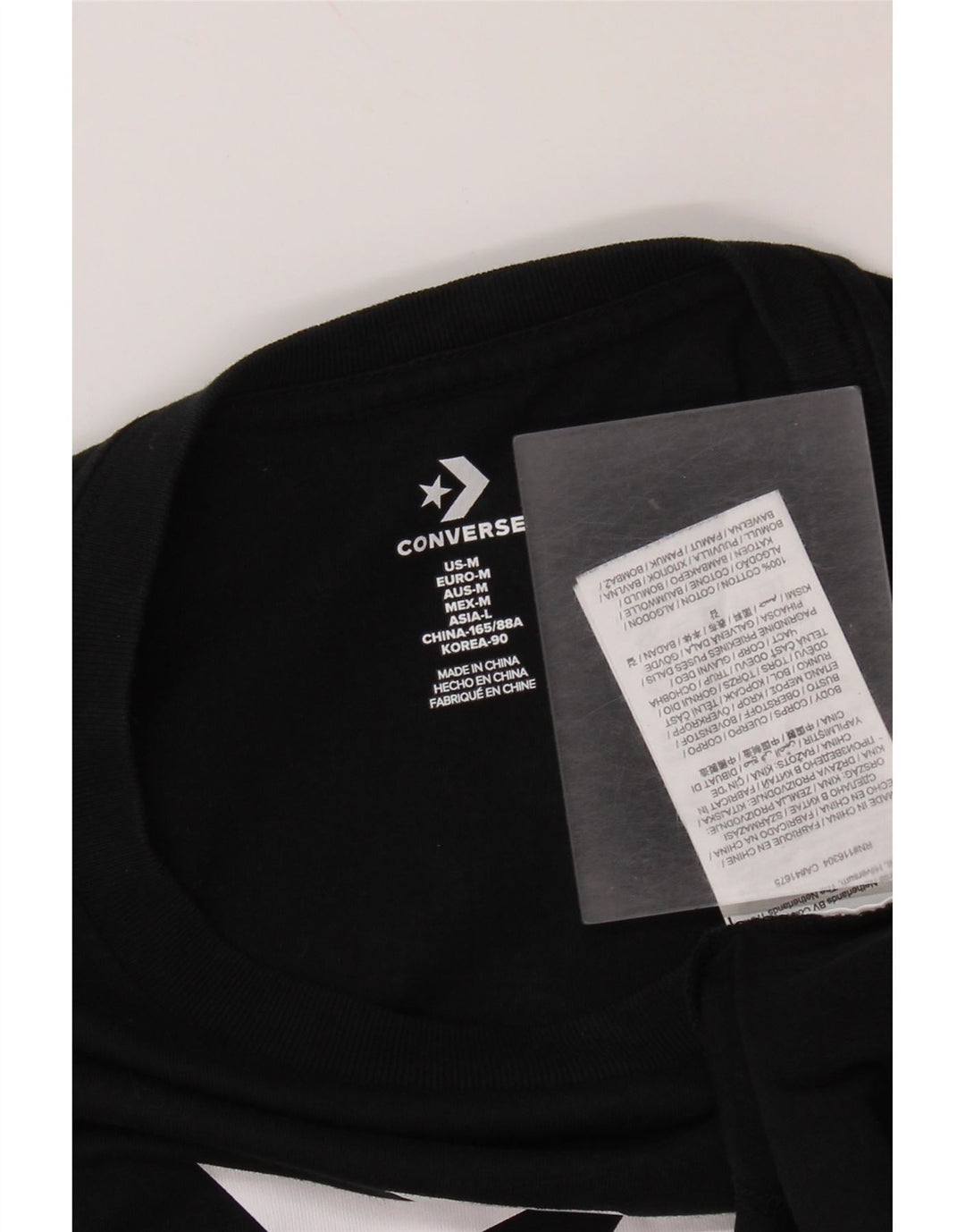 CONVERSE T-shirt graphique pour femme UK 14 en coton noir moyen