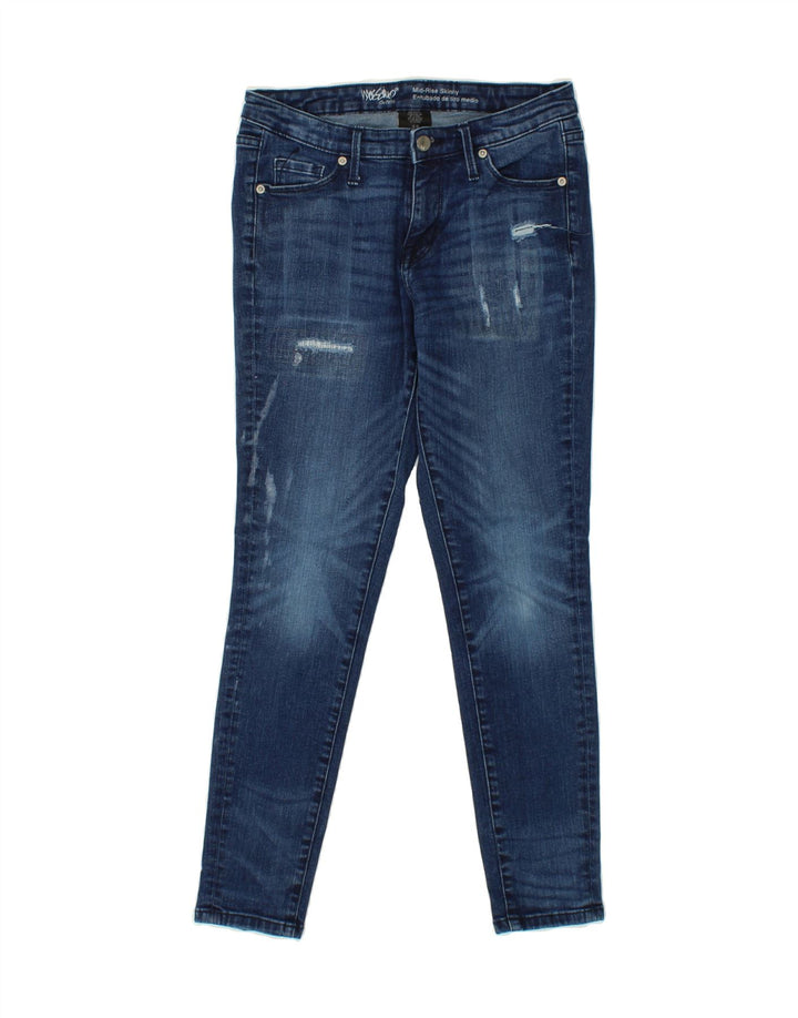 MOSSIMO Womens Distressed Skinny Jeans US 4 Small W27 L28 Navy Blue Vintage Mossimo and Second-Hand Mossimo from Messina Hembry 