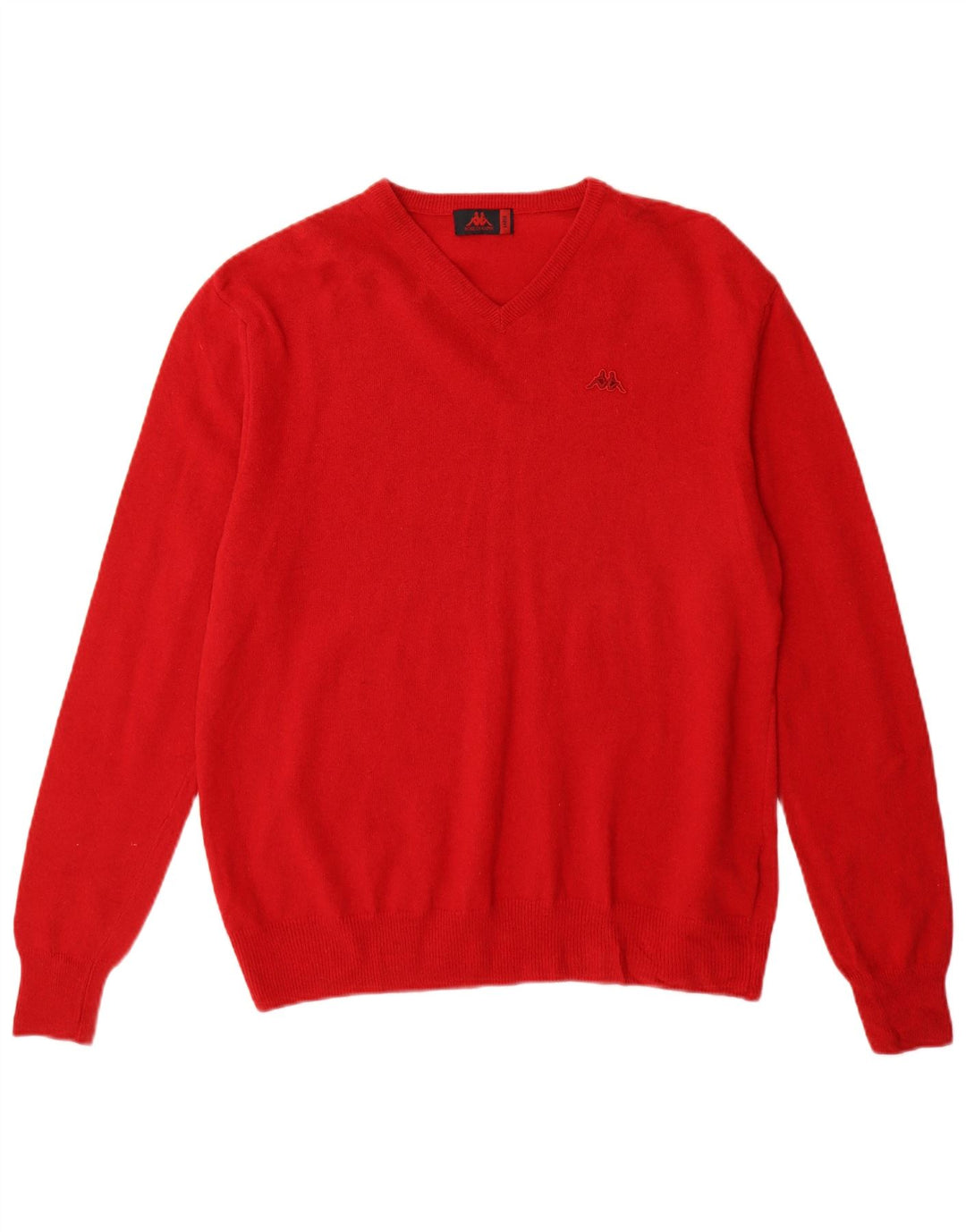 Kappa Pull col V pour homme en laine d'agneau rouge Taille L