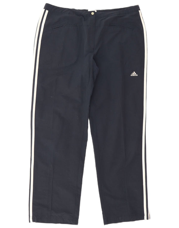 Adidas Pantalon décontracté droit pour femme UK 20 2XL W34 L30 Bleu marine Coton