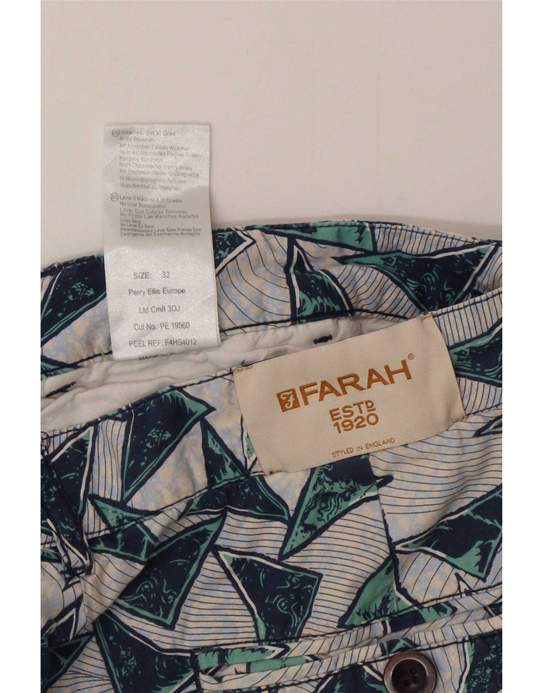 Farah Short Chino Homme W32 Medium Multicolore Géométrique Coton