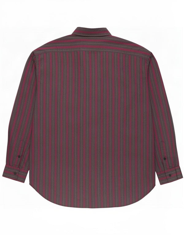 Ciro Citterio Mens Shirt Large Burgundy Striped