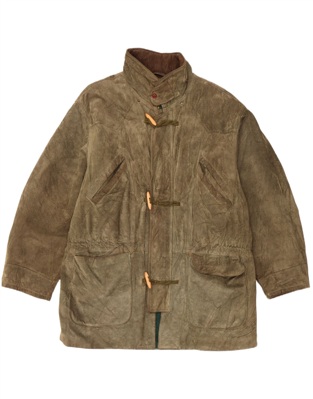 vintage Femme Daim Duffle Coat UK 42 XL Kaki