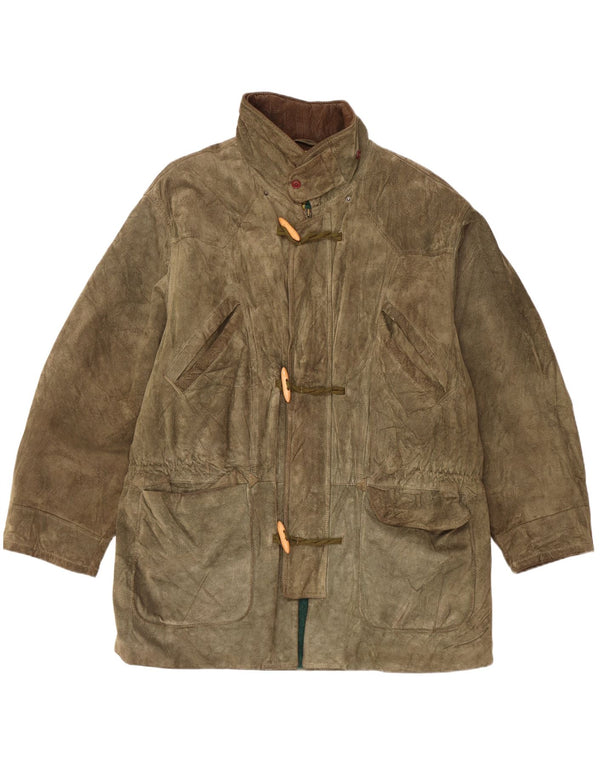 vintage Femme Daim Duffle Coat UK 42 XL Kaki