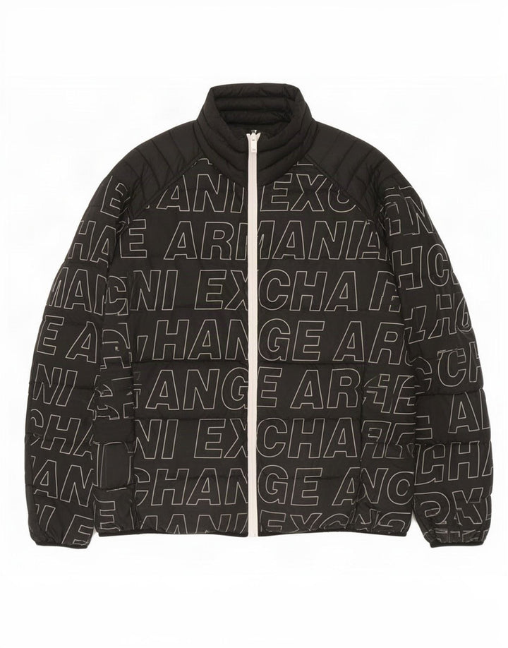 Armani Exchange Veste matelassée graphique pour homme UK 40 Large Noir