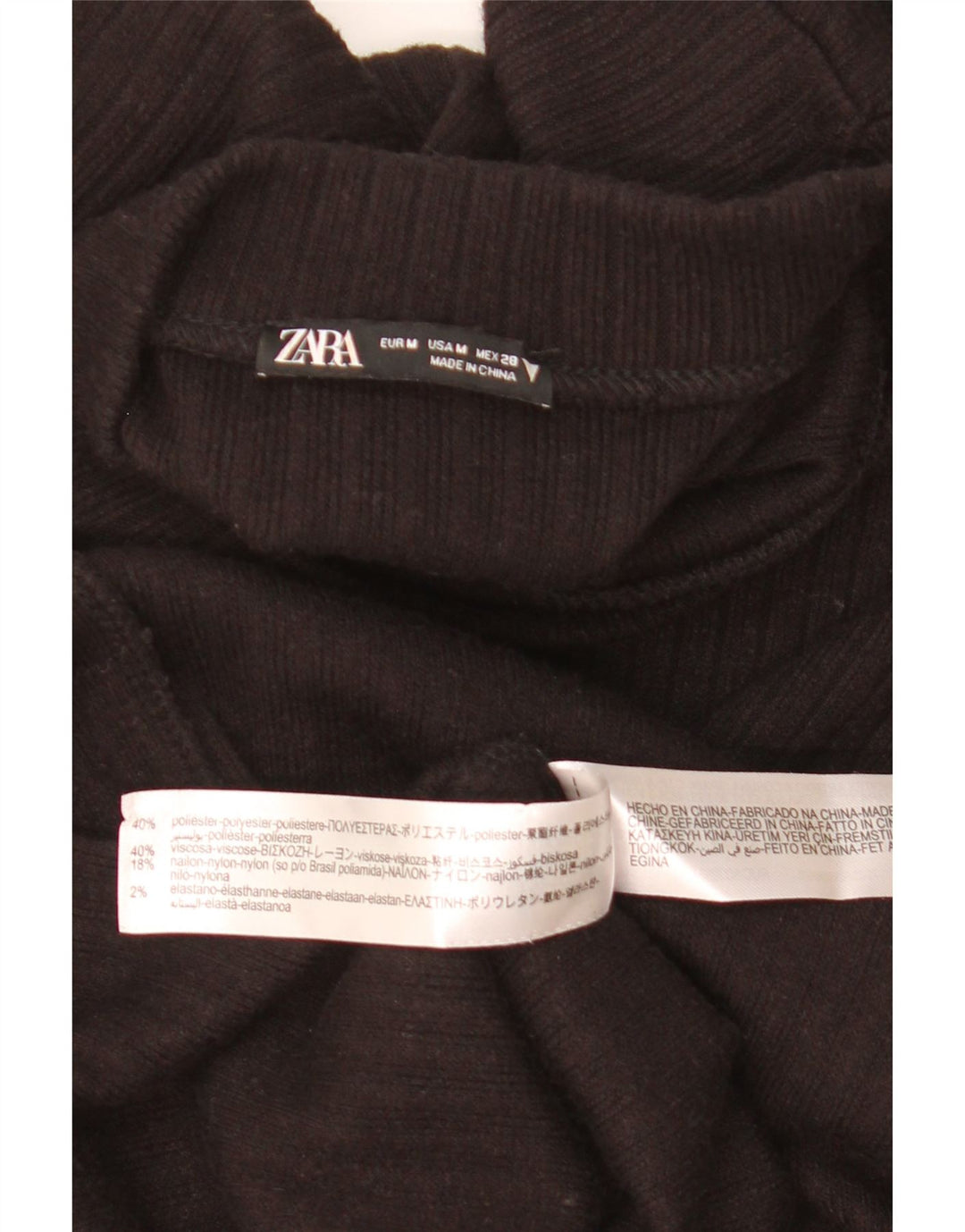 Zara Robe pull à manches longues pour femme UK 12 Medium Noir Polyester