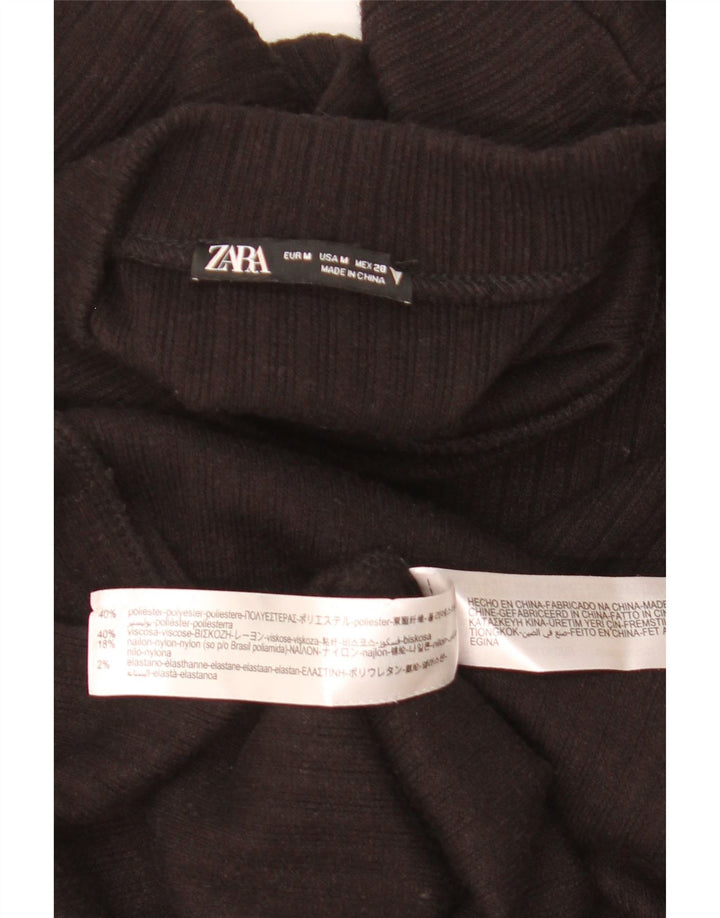 Zara Robe pull à manches longues pour femme UK 12 Medium Noir Polyester
