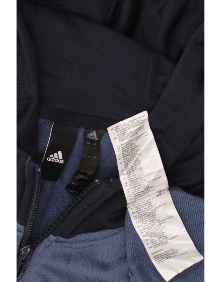 Adidas Pull à capuche zippé pour homme Large Bleu Colorblock Polyester
