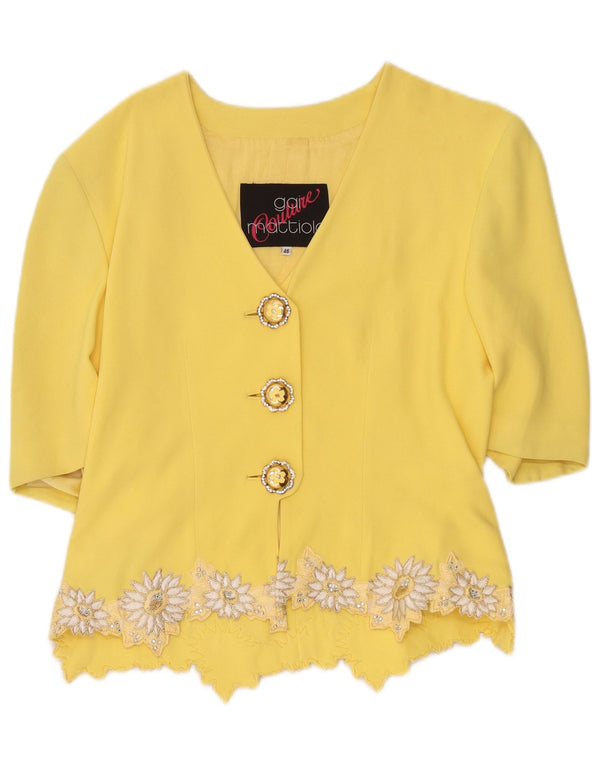 Gai Mattiolo Cardigan à manches 1/2 pour femme IT 46 Large Jaune Designer