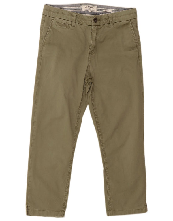 Fat Face Pantalon Capri Slim Femme UK 12 Moyen W30 L23 Coton Vert