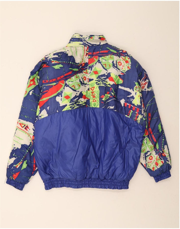 SHAMPOO Mens Abstract Pattern Windbreaker Jacket UK 40 Large Navy Blue Vintage Shampoo and Second-Hand Shampoo from Messina Hembry 