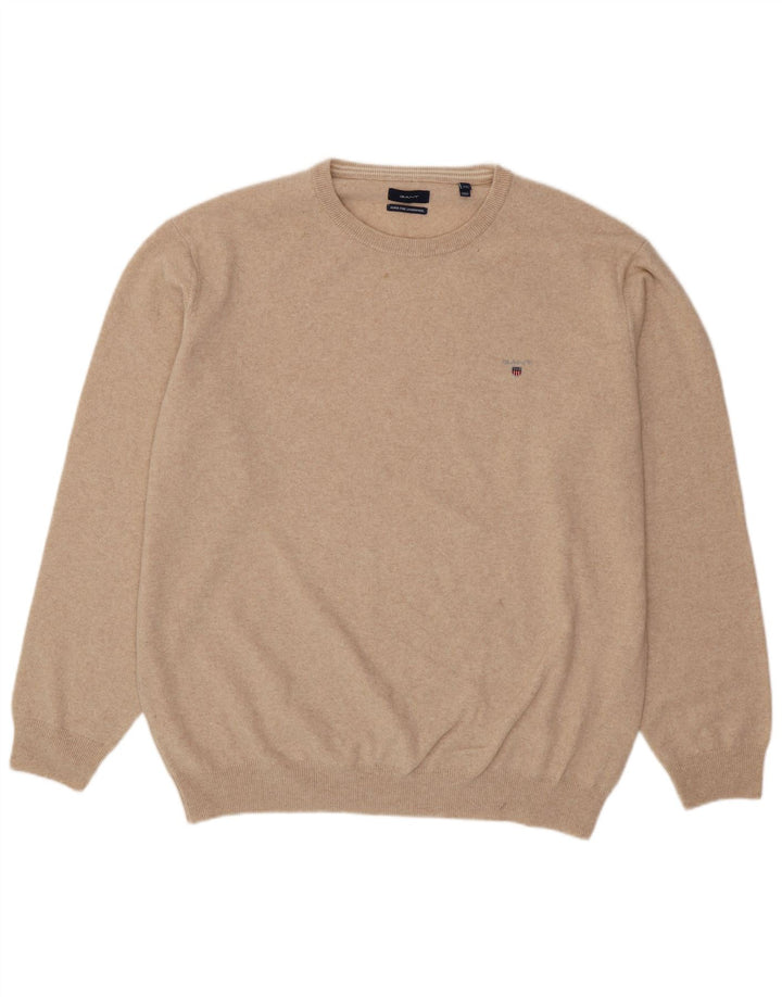 GANT Pull ras du cou pour homme 4XL Beige Laine