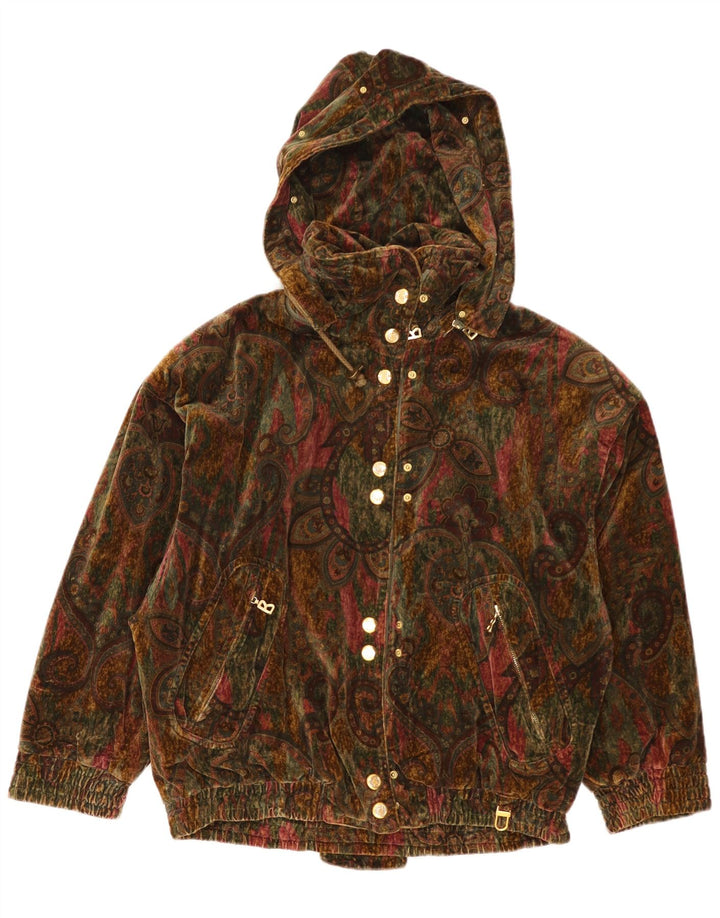 Bogner Womens Oversize Bomber Jacket US 4 Small Green Paisley