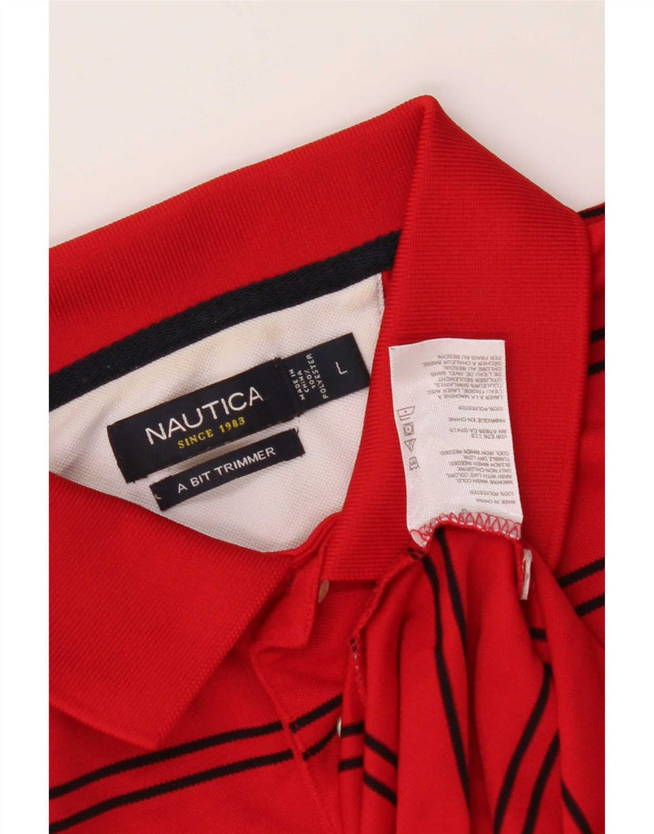 Nautica Polo Homme Grand Rayé Rouge Polyester