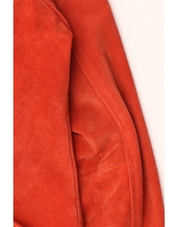 Topshop Veste de motard en daim pour femme UK 16 Grand cuir rose
