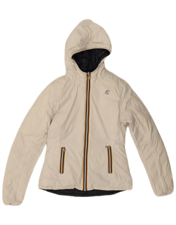 K-Way Veste matelassée réversible à capuche pour femme UK 8 Small Noir Polyamide