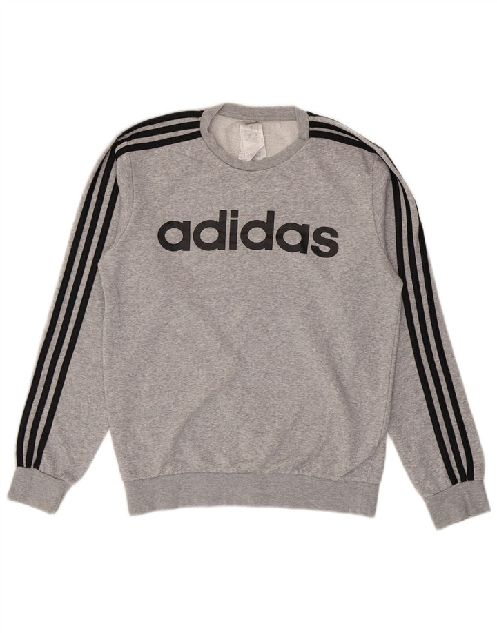 Adidas Sweat-shirt graphique pour homme Petit gris Coton