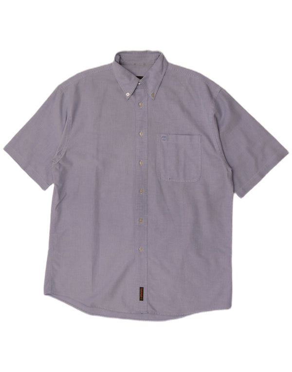 Timberland Mens Short Sleeve Shirt Medium Blue Cotton