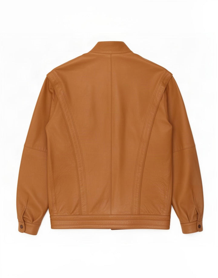veste en cuir surdimensionnée femme vintage UK 12 Beige moyen