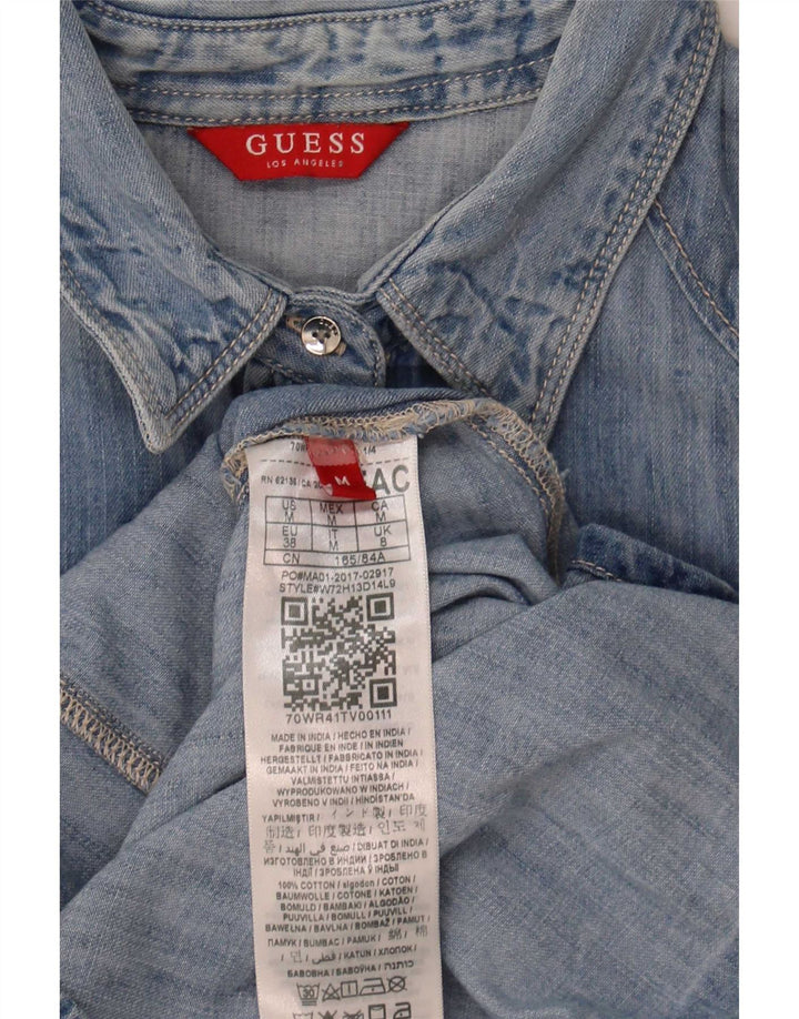 Guess Chemise en jean pour femme UK 8 Small Bleu Coton