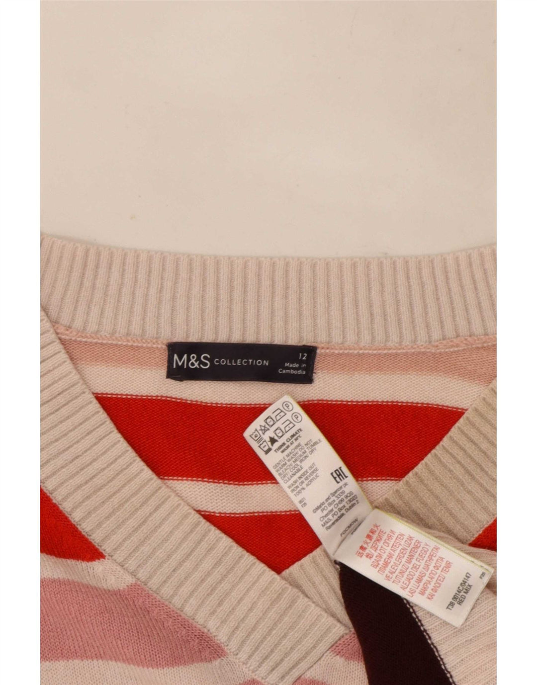 Marks & Spencer Pull col V pour femme UK 12 Medium Multicolore
