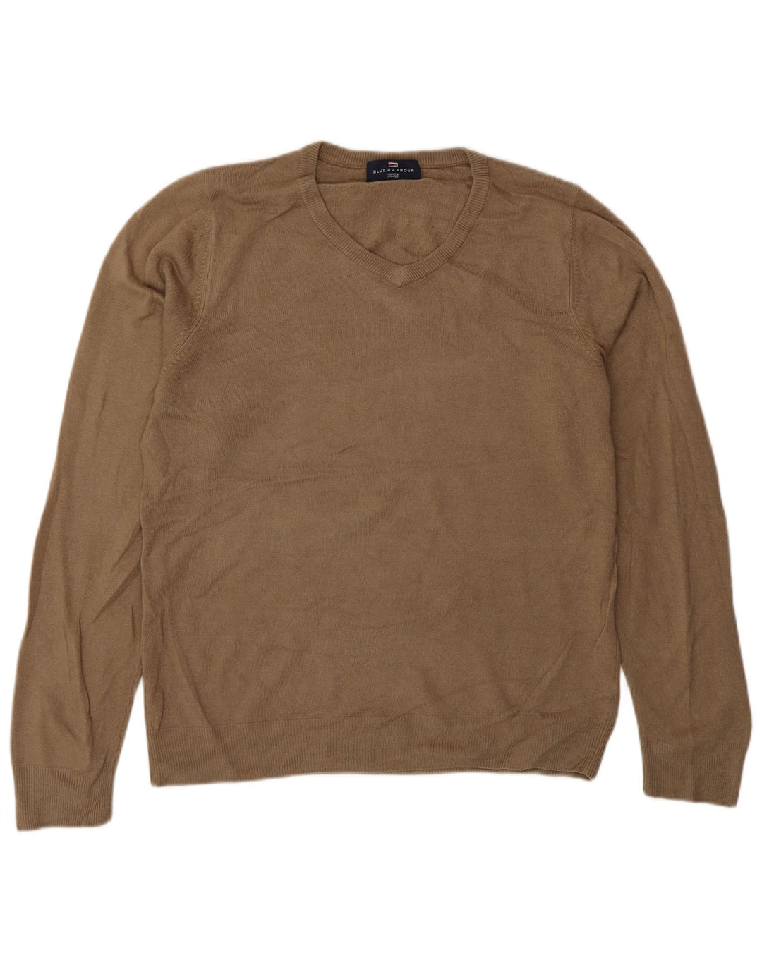 Marks & Spencer Pull à col en V Blue Harbour pour homme, petit, marron, acrylique