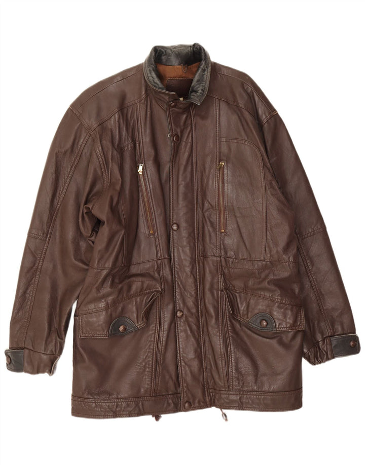 veste en cuir homme vintage UK 38 Cuir brun moyen