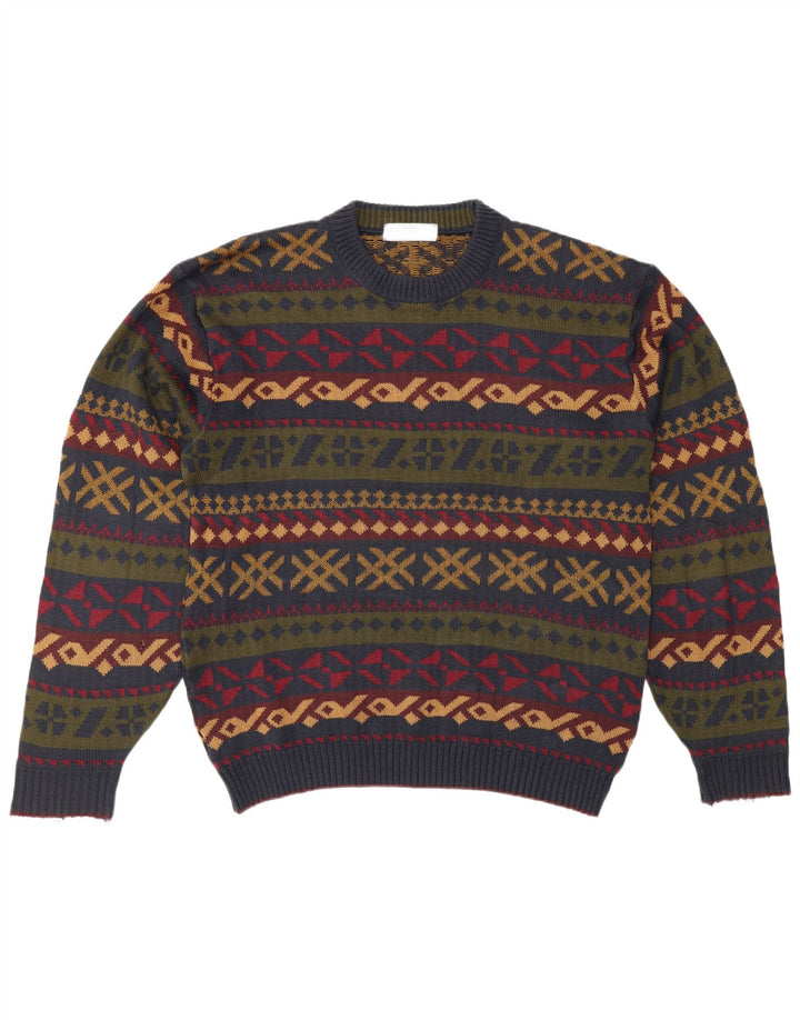 Marks & Spencer Pull à col rond pour homme Grand motif géométrique multicolore