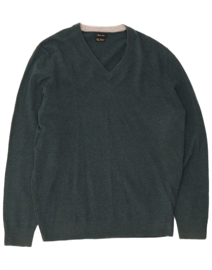 Massimo Dutti Pull col V pour homme en laine verte Taille L