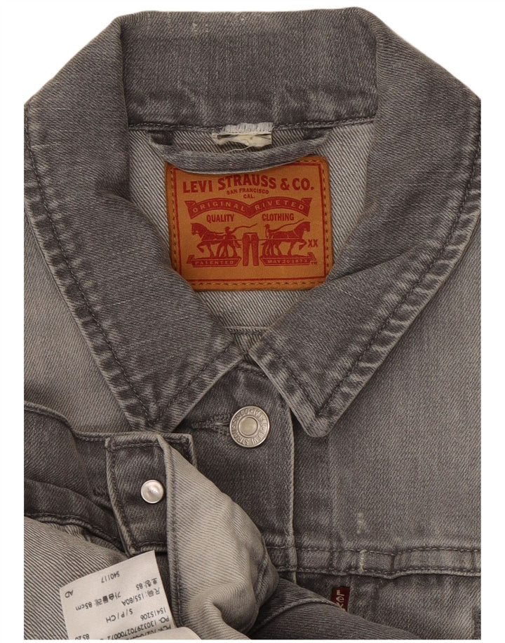 LEVI'S Veste en jean courte pour femme UK 10 Petit coton gris