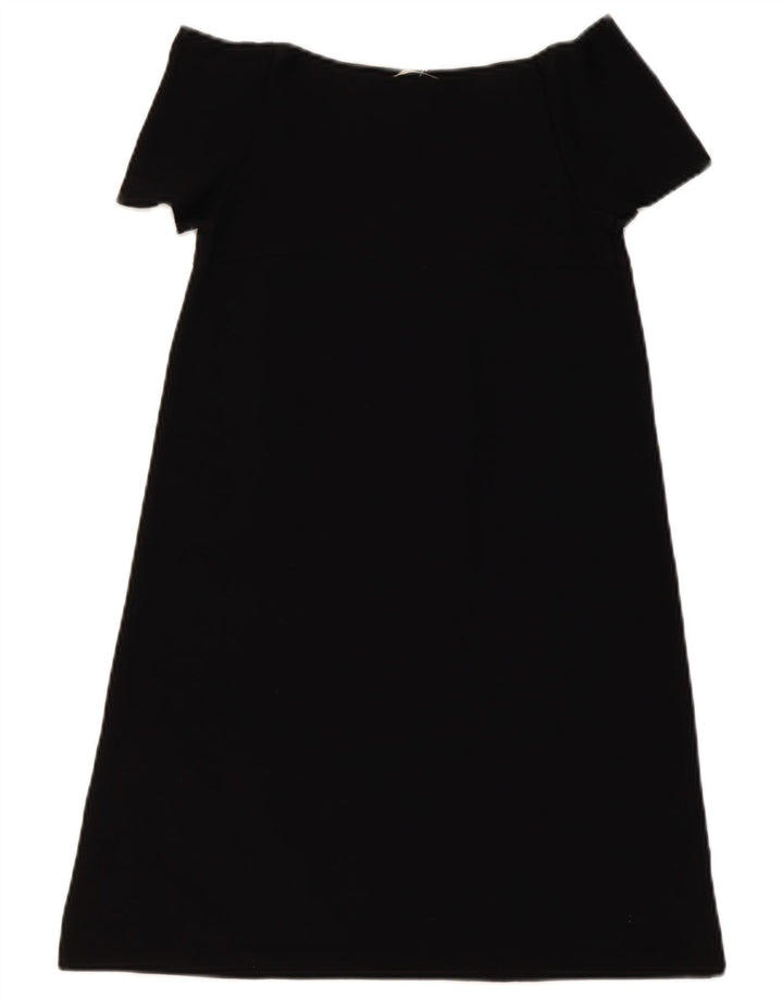 ZARA Womens Off Shoulder Dress UK 8 Small Black Viscose