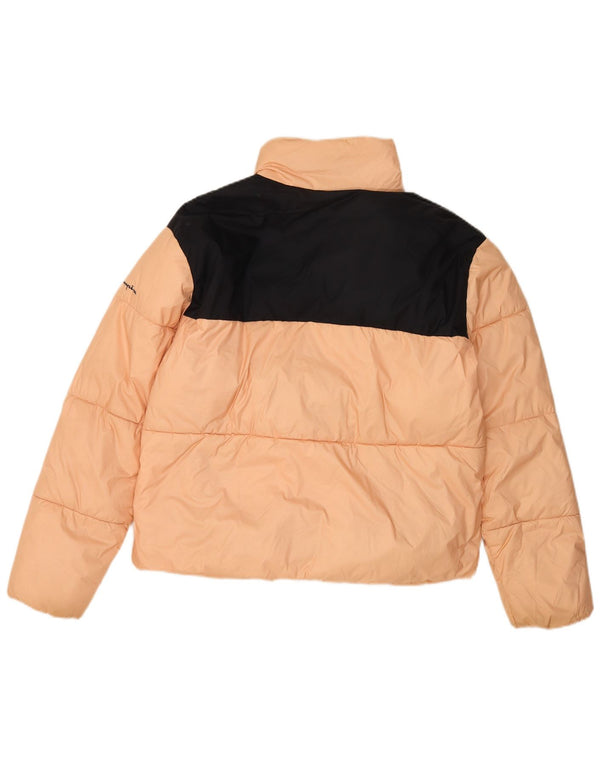 Champion Womens Graphic Padded Jacket UK 14 Medium Orange Colourblock