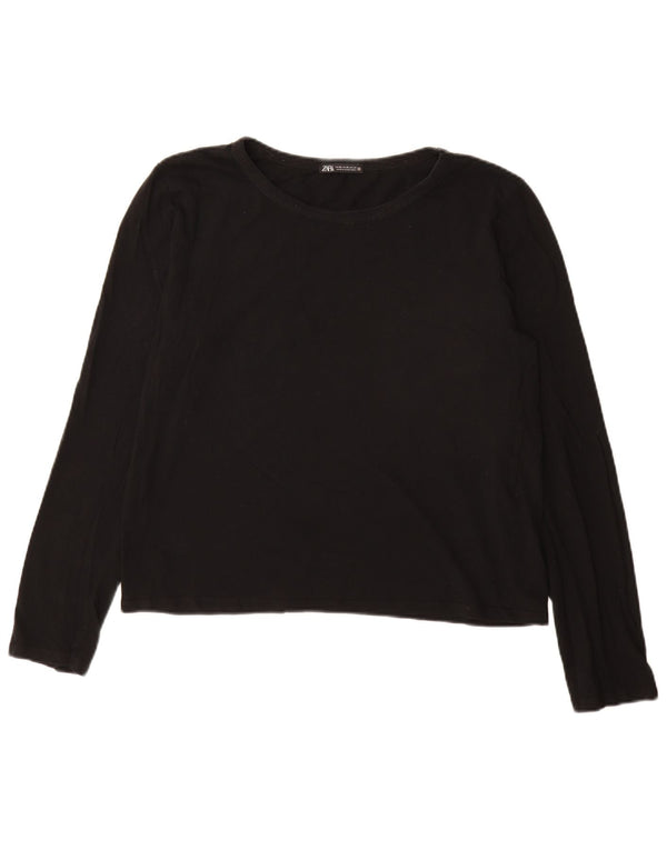 Zara Femme Top Manches Longues UK 18 XL Coton Noir