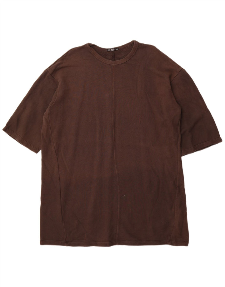 Zara Robe T-Shirt Oversize Femme UK 14 Coton Marron Moyen