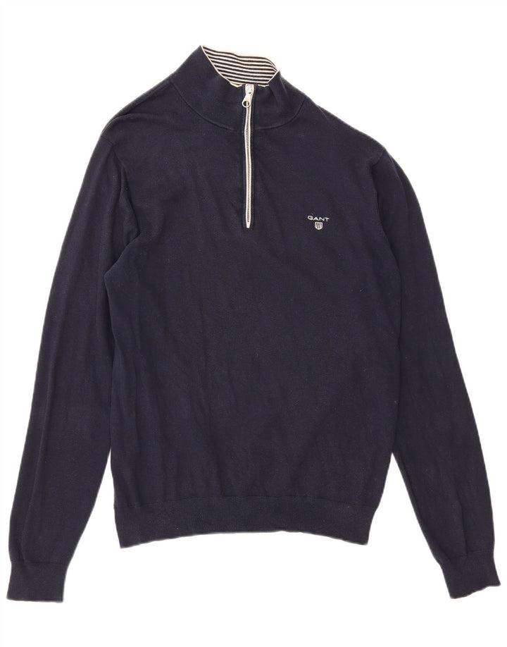 Gant Pull Col Zippé Homme Bleu Marine Moyen Coton