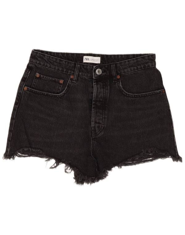 Zara Short en jean taille haute pour femme EU 40 Medium W30 Noir
